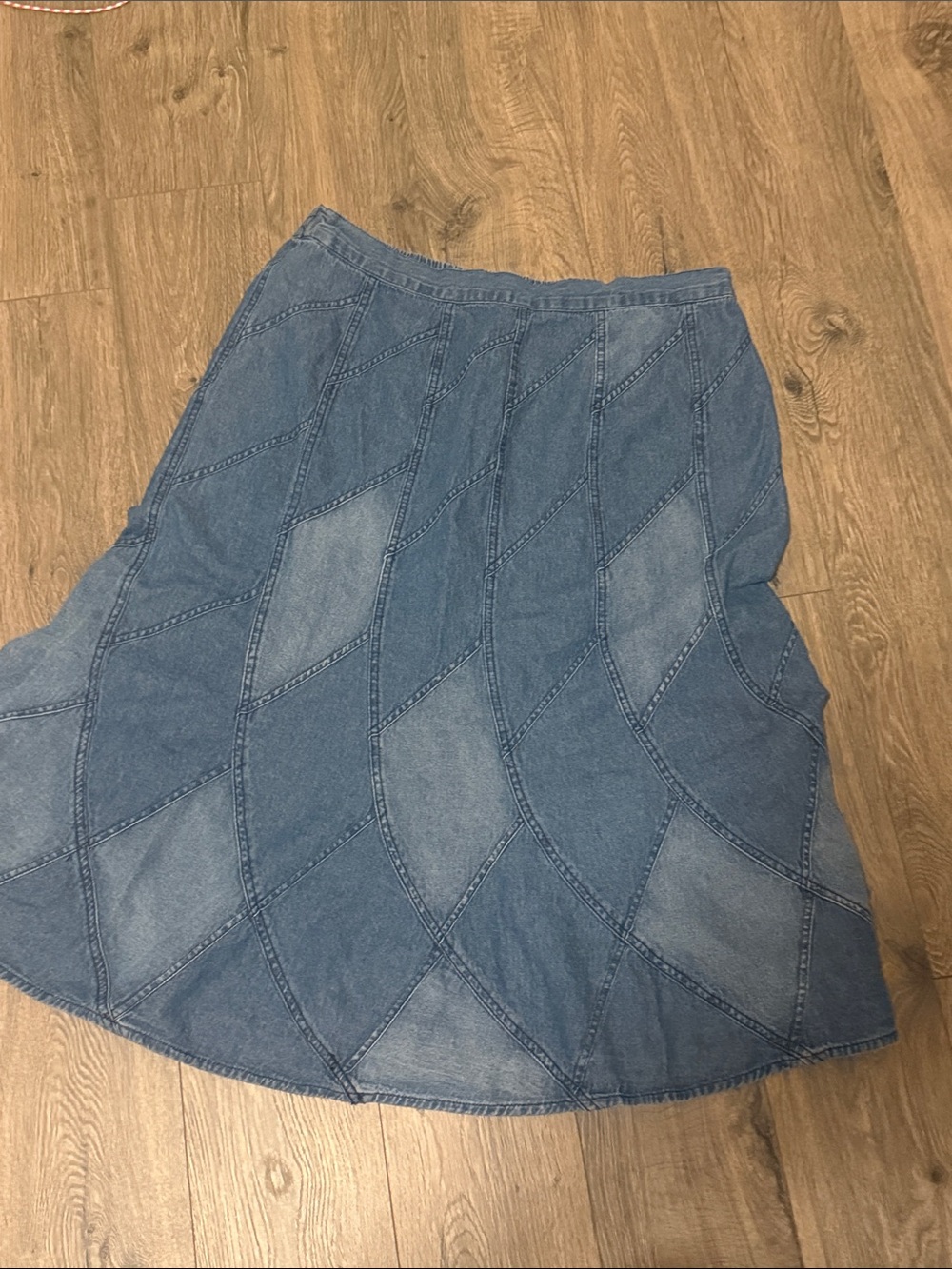 Studio West Two-Tone Denim Paneled A-Line Skirt xl